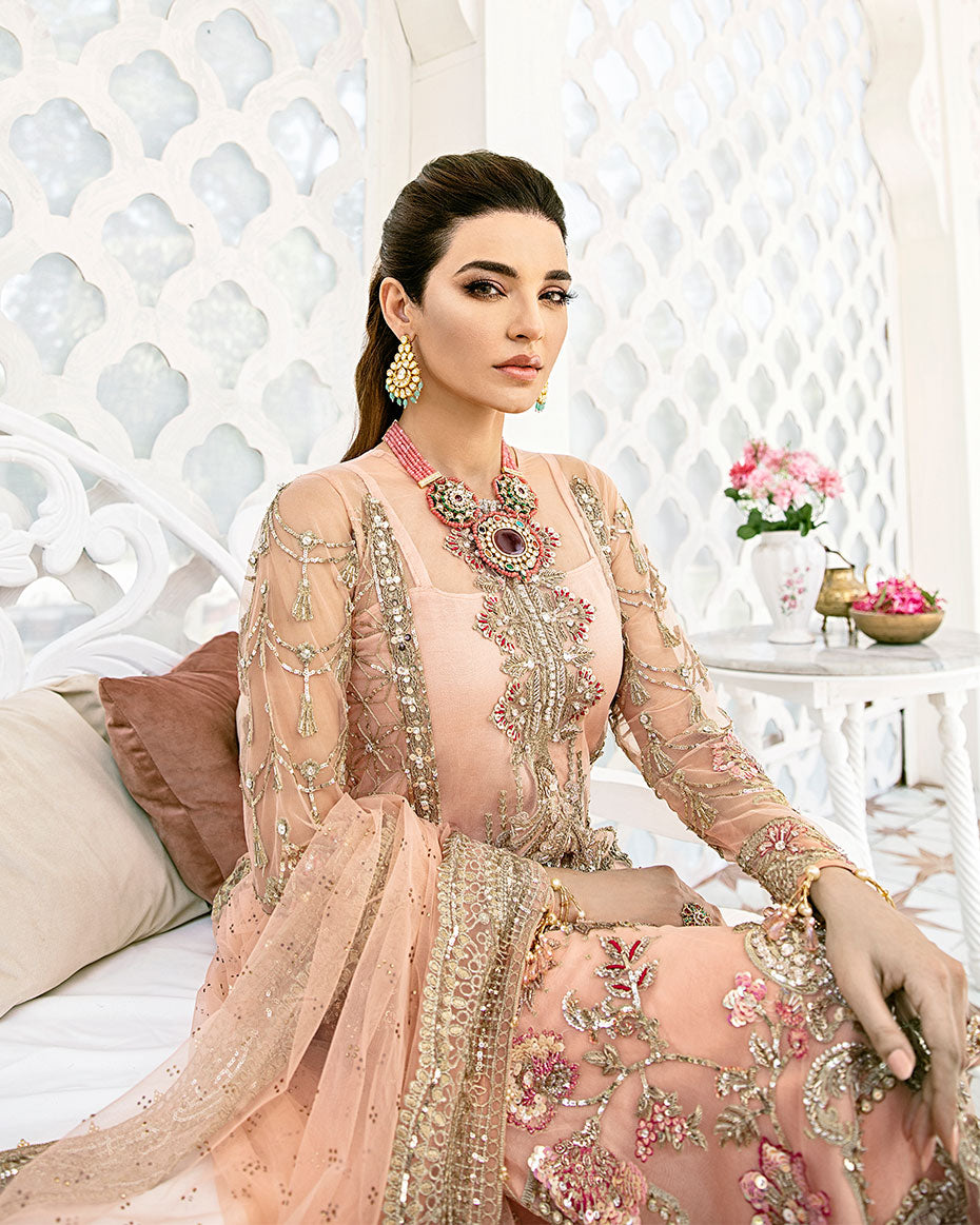 Gulaal | Wedding Formals | VOIR EMBROIDERED NET 3-PIECE SUIT WS-07 - FLEUR DE ROSE WEDDING FORMALS by Gulaal - Designer Dress - Type: Ladies Clothes - Available at Libayah - 100% Original