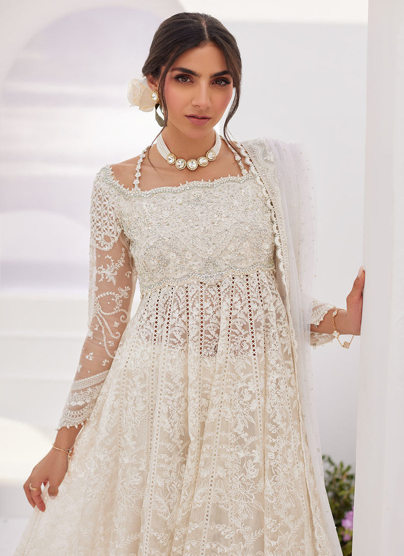 Farah Talib Aziz | Zaza Luxe Pret 24 | MAELLE IVORY EMBROIDERED AND EMBELLISHED KALIDAAR