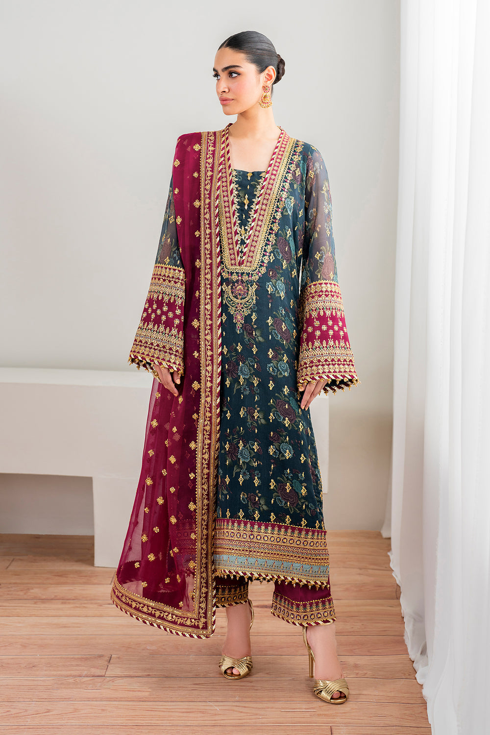 Baroque | Formals Collection | EMBROIDERED CHIFFON UF-689 by Baroque - Designer Dress  - Type : Ladies Clothes - Available at Libayah - 100% Original 