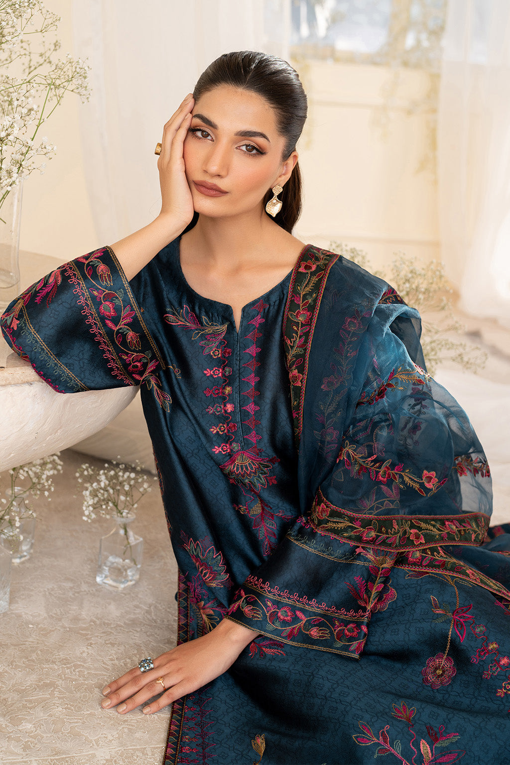 Iznik | Festive Formal | UE-379 Embroidered Pure silk by Iznik - Designer Dress  - Type : Ladies Clothes - Available at Libayah - 100% Original 