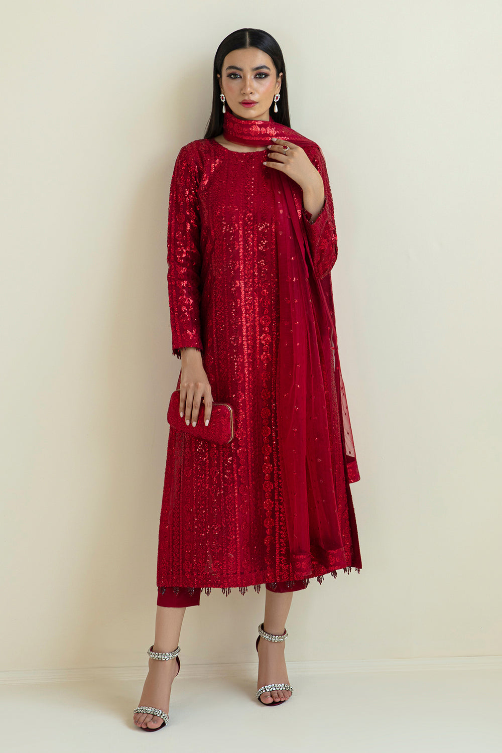 Baroque | Formals Collection | EMBROIDERED NET UF-385 by Baroque - Designer Dress  - Type : Ladies Clothes - Available at Libayah - 100% Original 