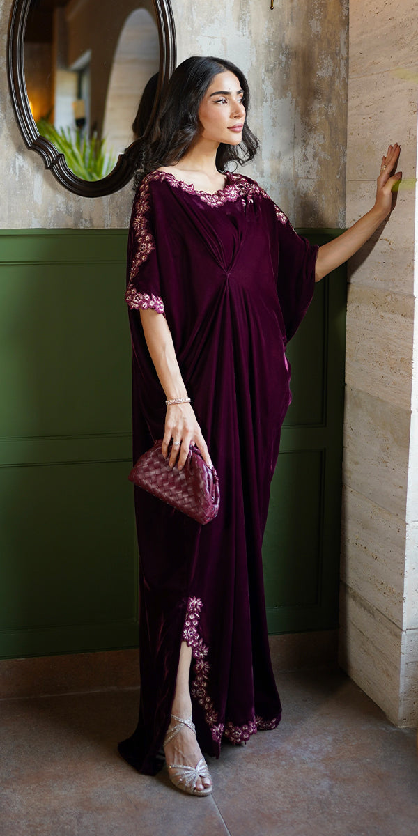 Erum Khan | Velvet Wisper | Wine Whisper by Erum Khan - Designer Dress - Type: Ladies Clothes - Available at Libayah - 100% Original