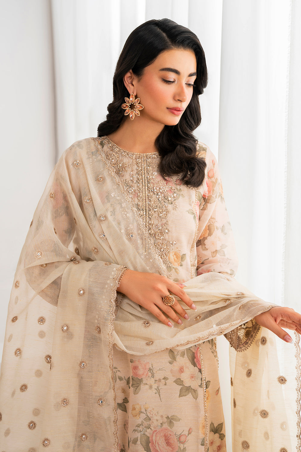 Baroque | Formals Collection | EMBROIDERED COTTON PATTI UF-691 by Baroque - Designer Dress  - Type : Ladies Clothes - Available at Libayah - 100% Original 