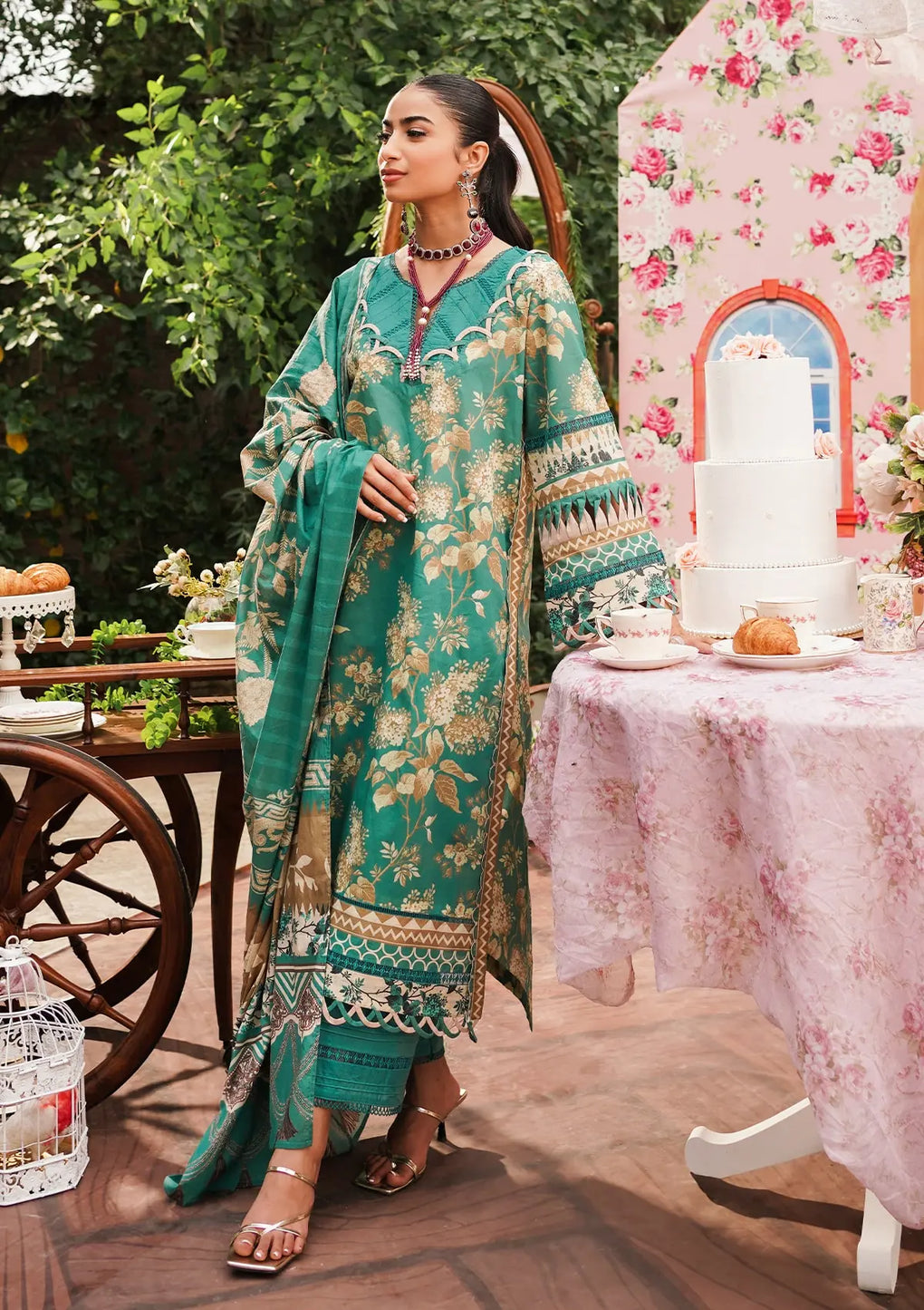 Elaf Premium | Printed Collection 24 | EEP-04B - Chic Teal by Elaf Premium - Designer Dress - Type: Ladies Clothes - Available at Libayah - 100% Original