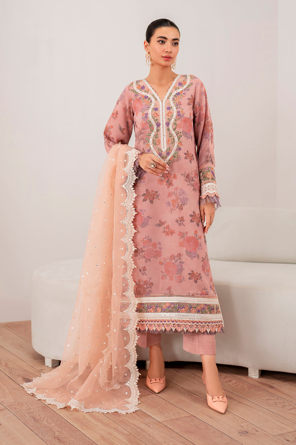 Baroque | Formals Collection | EMBROIDERED CHIFFON UF-705 by Baroque - Designer Dress  - Type : Ladies Clothes - Available at Libayah - 100% Original 