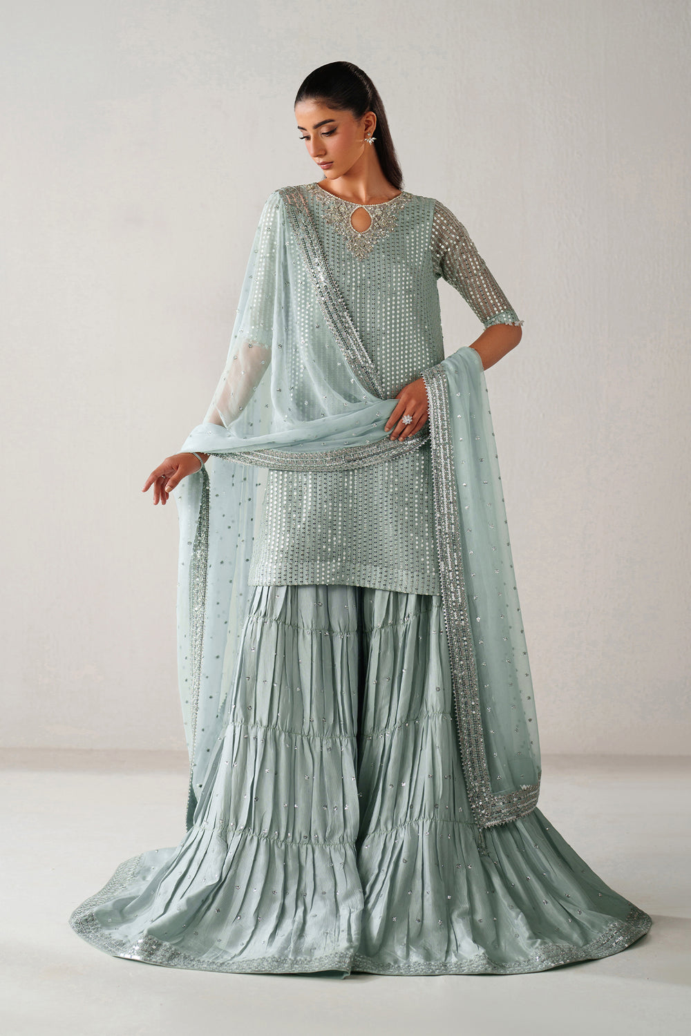 Baroque | Formals Collection | EMBROIDERED CHIFFON UF-4389 by Baroque - Designer Dress  - Type : Ladies Clothes - Available at Libayah - 100% Original 