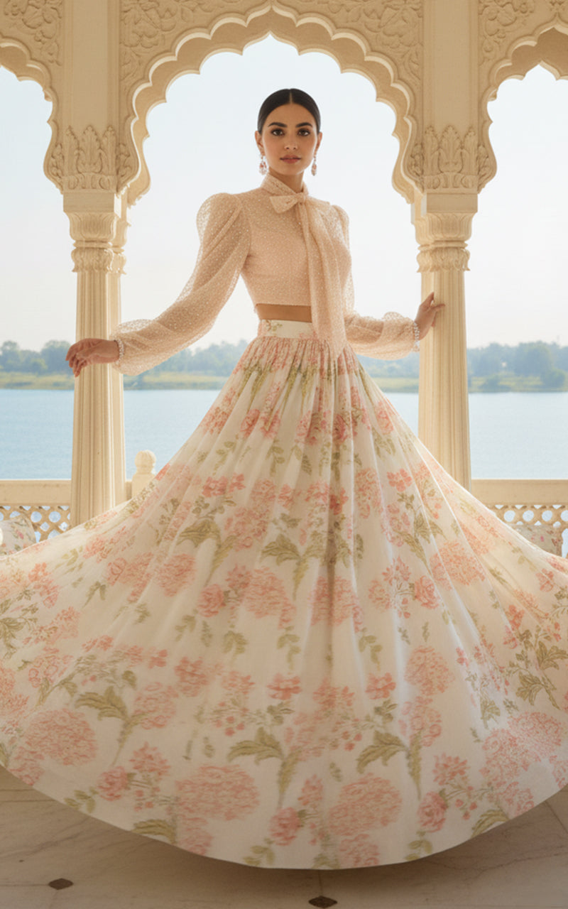 Threads and Motifs | Formal Outfits | Blouse With Printed Lehenga by Threads and Motifs - Designer Dress  - Type : Ladies Clothes - Available at Libayah - 100% Original 