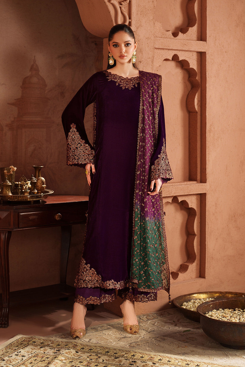 Iznik | Velvet 25 | IV-57 Embroidered Velvet by Iznik - Designer Dress - Type : Ladies Clothes - Available at Libayah - 100% Original 
