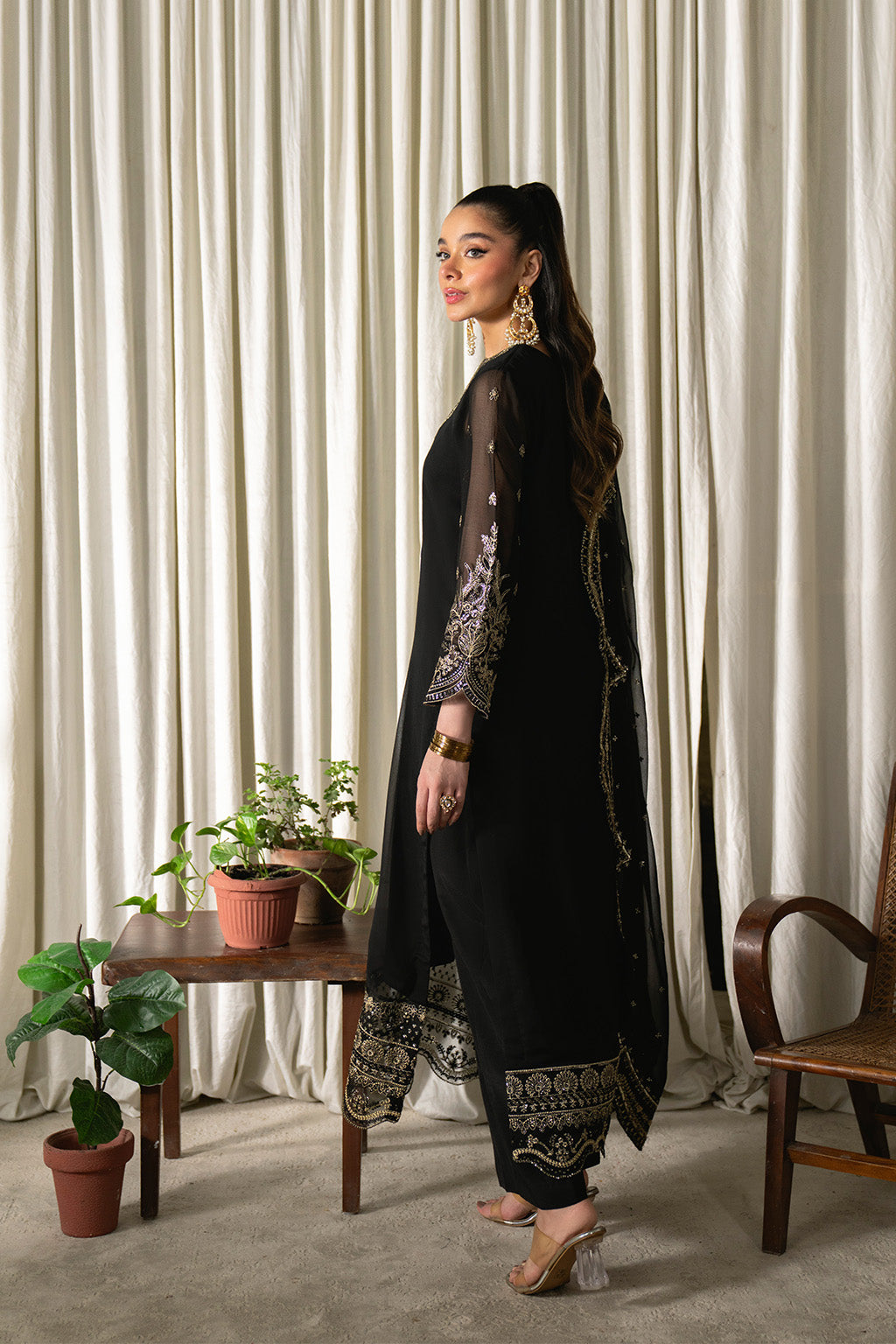 Neeshay | Ready to Wear Chiffon | RTW-CHFN-03 Black by Neeshay - Designer Dress  - Type : Ladies Clothes - Available at Libayah - 100% Original 