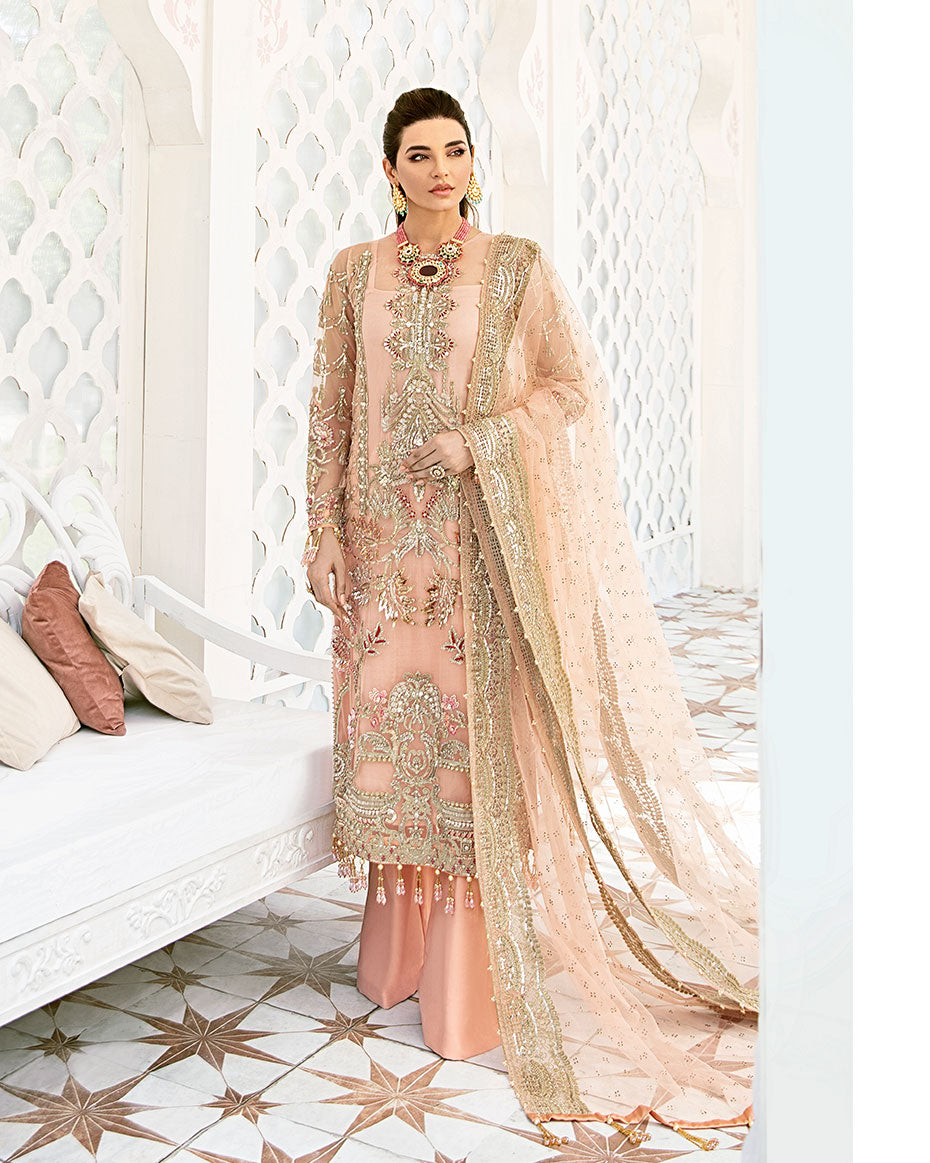 Gulaal | Wedding Formals | VOIR EMBROIDERED NET 3-PIECE SUIT WS-07 - FLEUR DE ROSE WEDDING FORMALS by Gulaal - Designer Dress - Type: Ladies Clothes - Available at Libayah - 100% Original