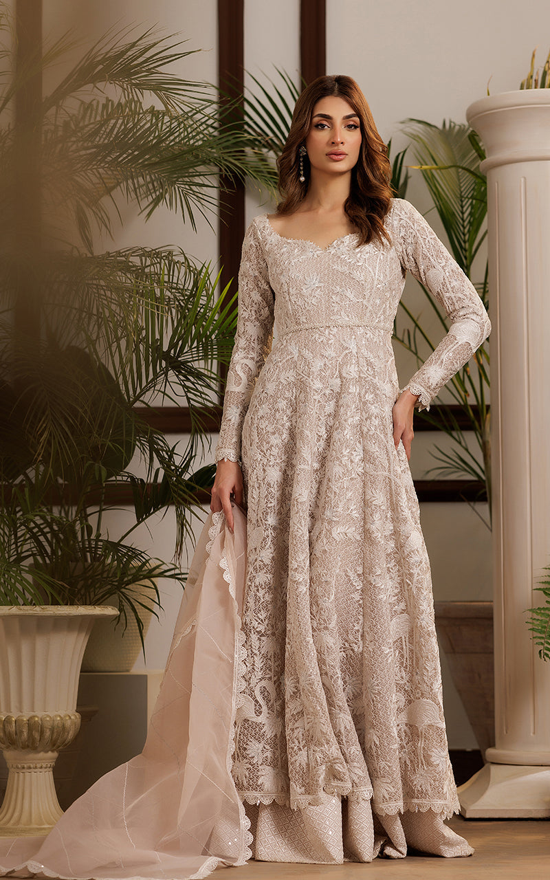 Threads and Motifs | Formal Dresses 25 | Net Embroidered Dress by Threads and Motifs - Designer Dress  - Type : Ladies Clothes - Available at Libayah - 100% Original 