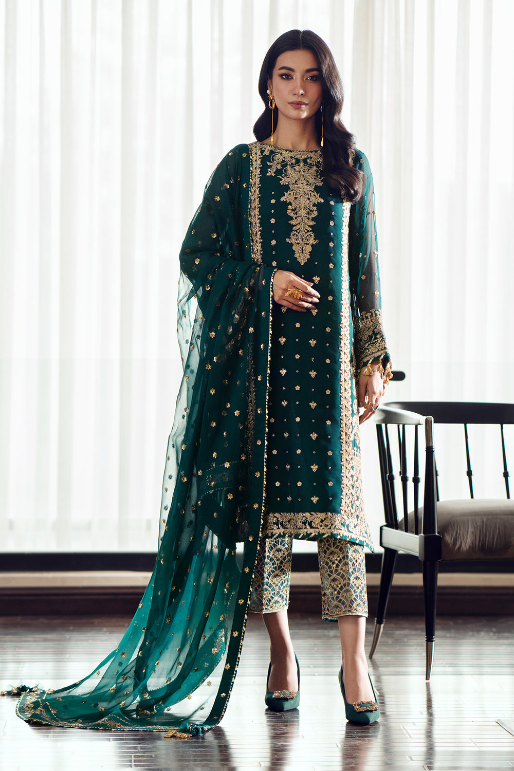 Baroque | Formals Collection | EMBROIDERED CHIFFON UF-505 by Baroque - Designer Dress  - Type : Ladies Clothes - Available at Libayah - 100% Original 