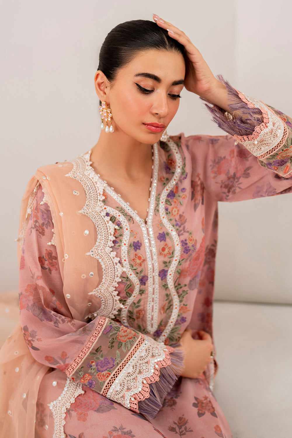 Baroque | Formals Collection | EMBROIDERED CHIFFON UF-705 by Baroque - Designer Dress  - Type : Ladies Clothes - Available at Libayah - 100% Original 