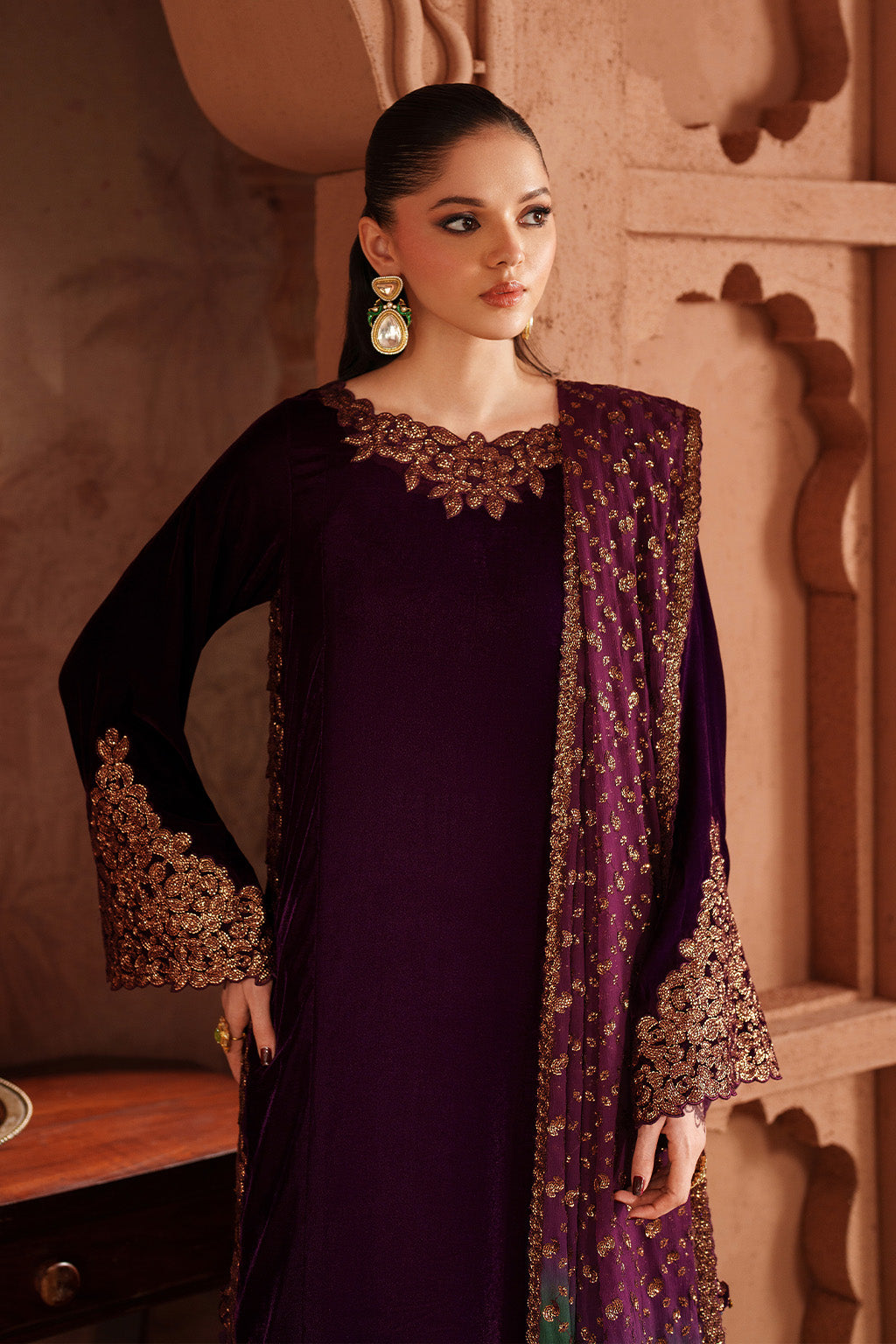 Iznik | Velvet 25 | IV-57 Embroidered Velvet by Iznik - Designer Dress - Type : Ladies Clothes - Available at Libayah - 100% Original 