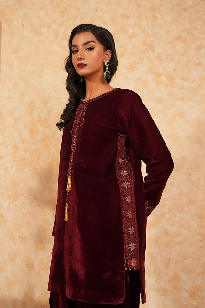 Fozia Khalid | Velvet Deck | Garnet by Fozia Khalid - Designer Dress - Type: Formal - Available at Libayah - 100% Original