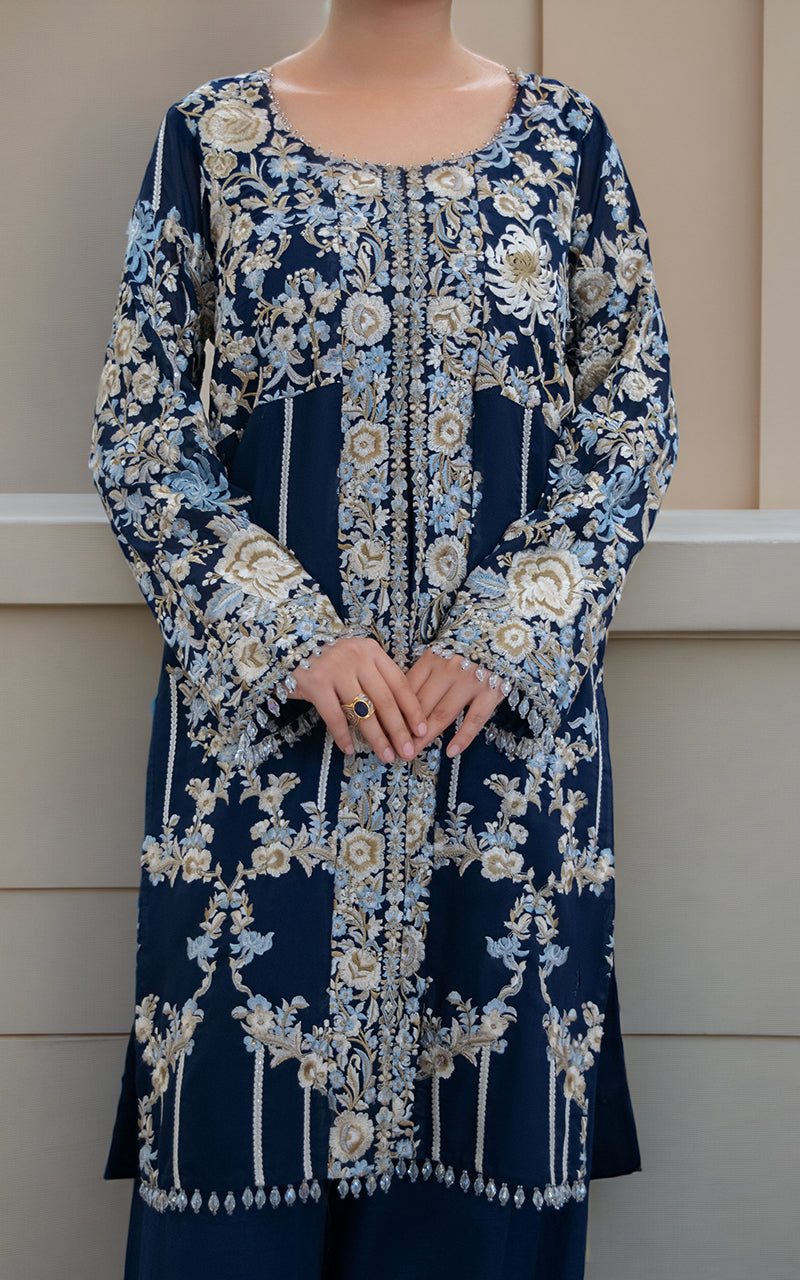 Threads and Motifs | Formal Dresses 25 | Chiffon Embroidered Shirt by Threads and Motifs - Designer Dress  - Type : Ladies Clothes - Available at Libayah - 100% Original 