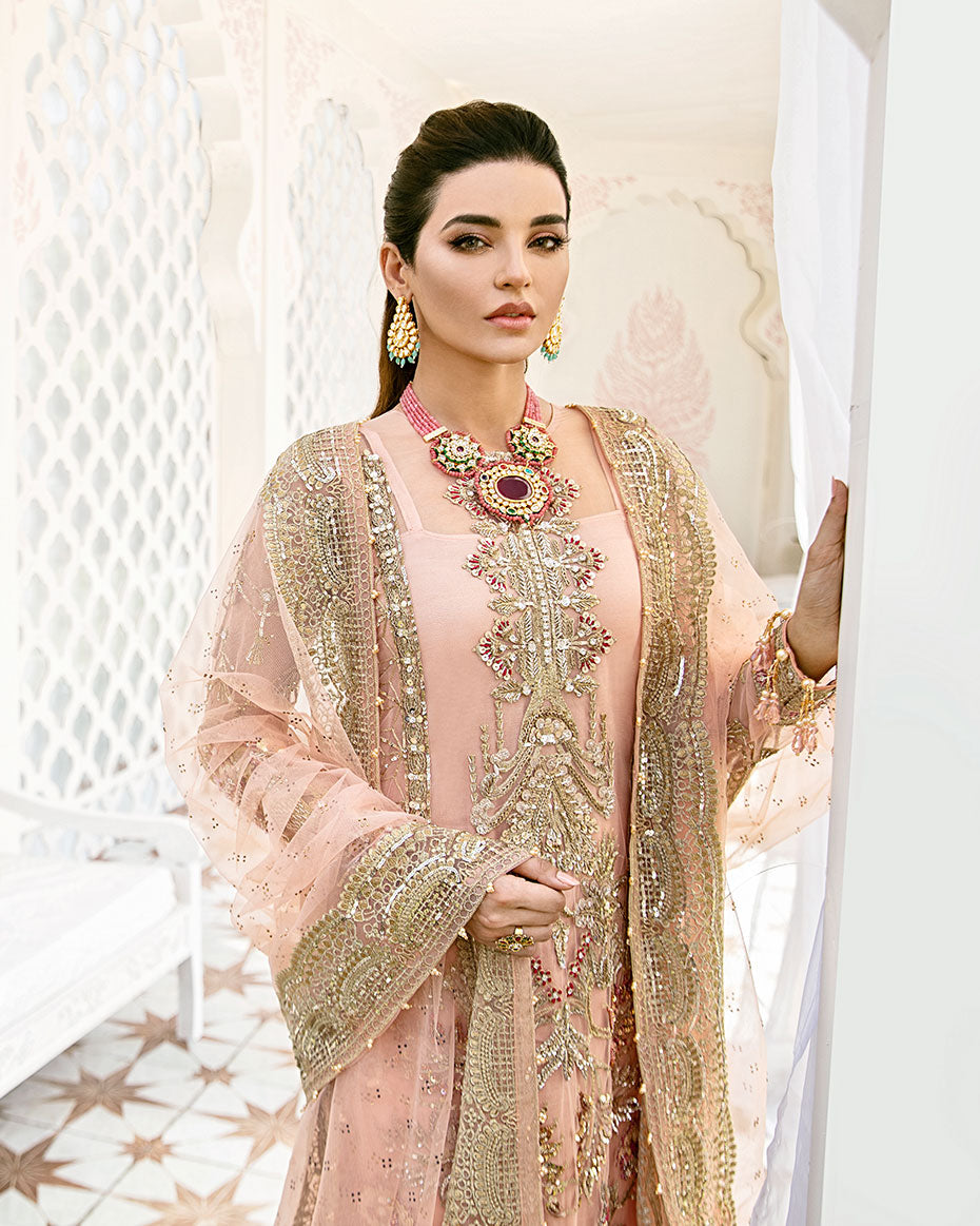 Gulaal | Wedding Formals | VOIR EMBROIDERED NET 3-PIECE SUIT WS-07 - FLEUR DE ROSE WEDDING FORMALS by Gulaal - Designer Dress - Type: Ladies Clothes - Available at Libayah - 100% Original