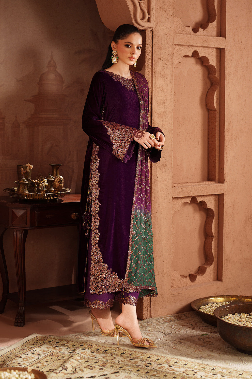 Iznik | Velvet 25 | IV-57 Embroidered Velvet by Iznik - Designer Dress - Type : Ladies Clothes - Available at Libayah - 100% Original 