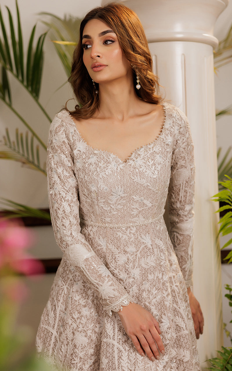 Threads and Motifs | Formal Dresses 25 | Net Embroidered Dress by Threads and Motifs - Designer Dress  - Type : Ladies Clothes - Available at Libayah - 100% Original 