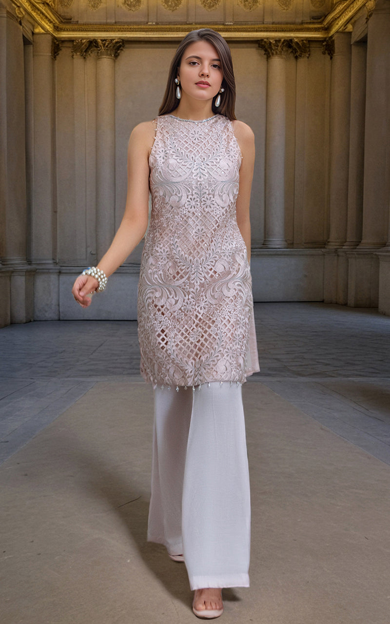 Threads and Motifs | Formal Dresses 25 | Organza Embroidered Shirt by Threads and Motifs - Designer Dress  - Type : Ladies Clothes - Available at Libayah - 100% Original 