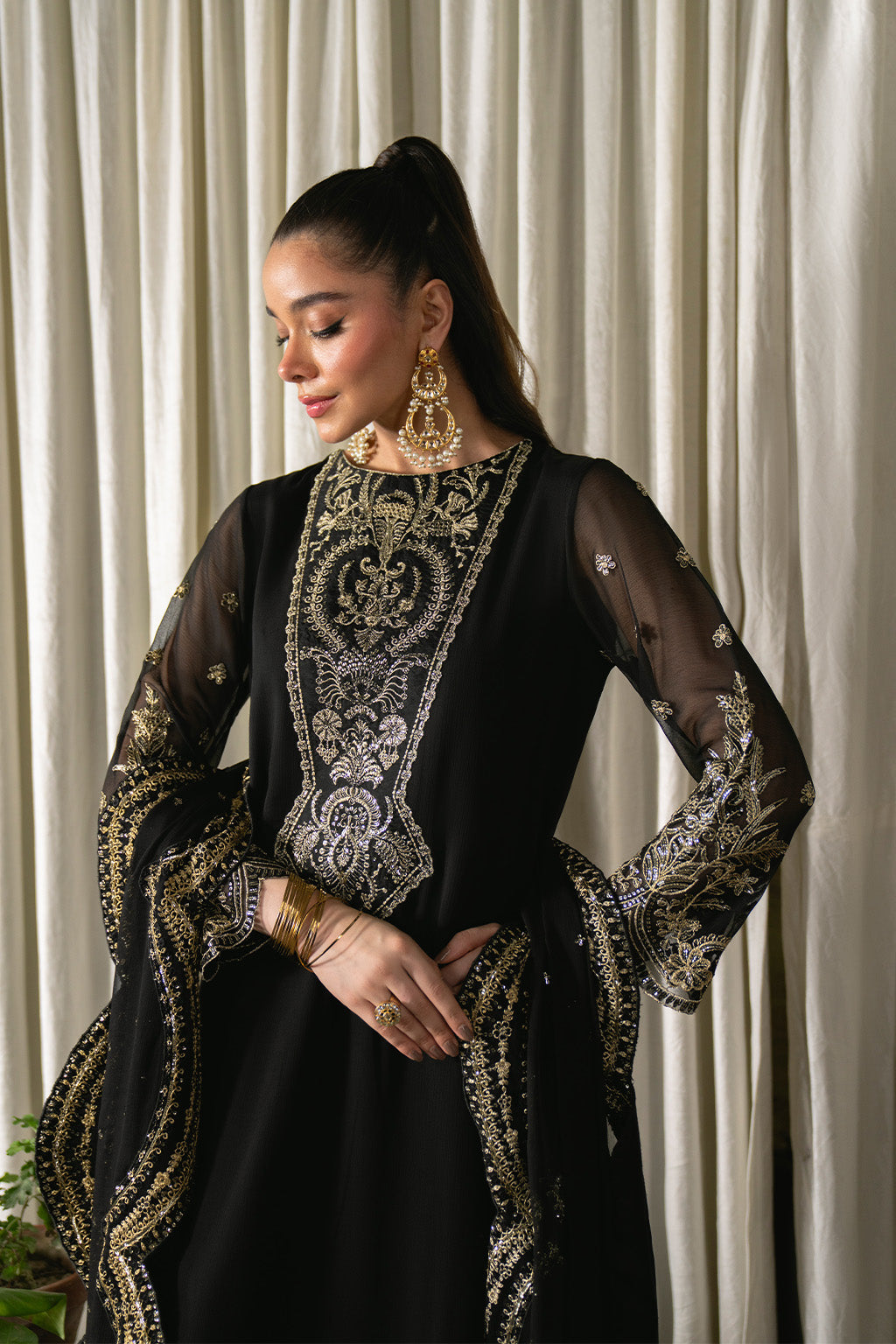 Neeshay | Ready to Wear Chiffon | RTW-CHFN-03 Black by Neeshay - Designer Dress  - Type : Ladies Clothes - Available at Libayah - 100% Original 