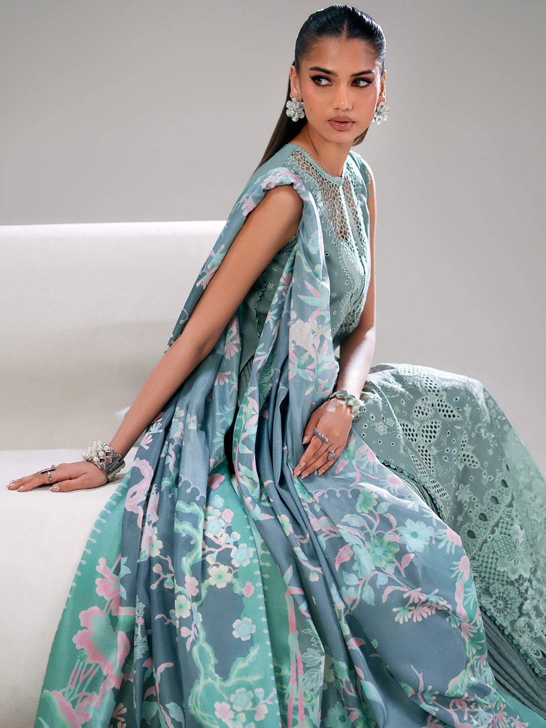 Bin Ilyas | Amour Luxury Lawn 26 |181-A by Bin Ilyas - Designer Dress  - Type : Ladies Clothes - Available at Libayah - 100% Original 