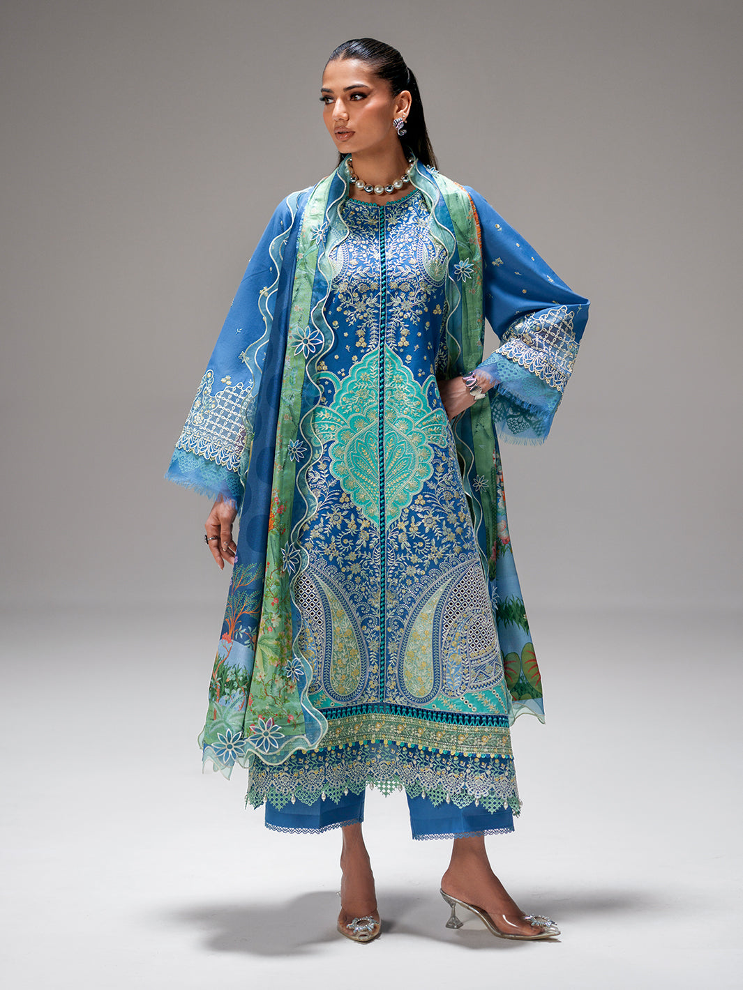 Bin Ilyas | Amour Luxury Lawn 26 |187-A by Bin Ilyas - Designer Dress  - Type : Ladies Clothes - Available at Libayah - 100% Original 
