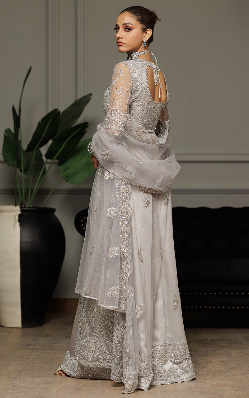 Threads and Motifs | Formal Dresses 25 | Net Embroidered Dress With Skirt And Dupatta by Threads and Motifs - Designer Dress  - Type : Ladies Clothes - Available at Libayah - 100% Original 