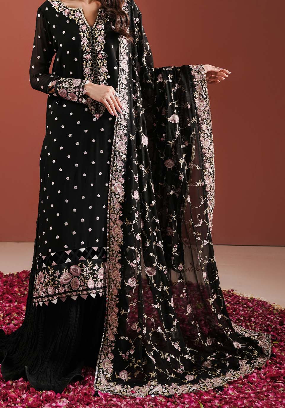 Zarqash | Lakhnawi Festive Chiffon 24 |  ZQL 003A SAHAR by Zarqash - Designer Dress - Type: Ladies Clothes - Available at Libayah - 100% Original