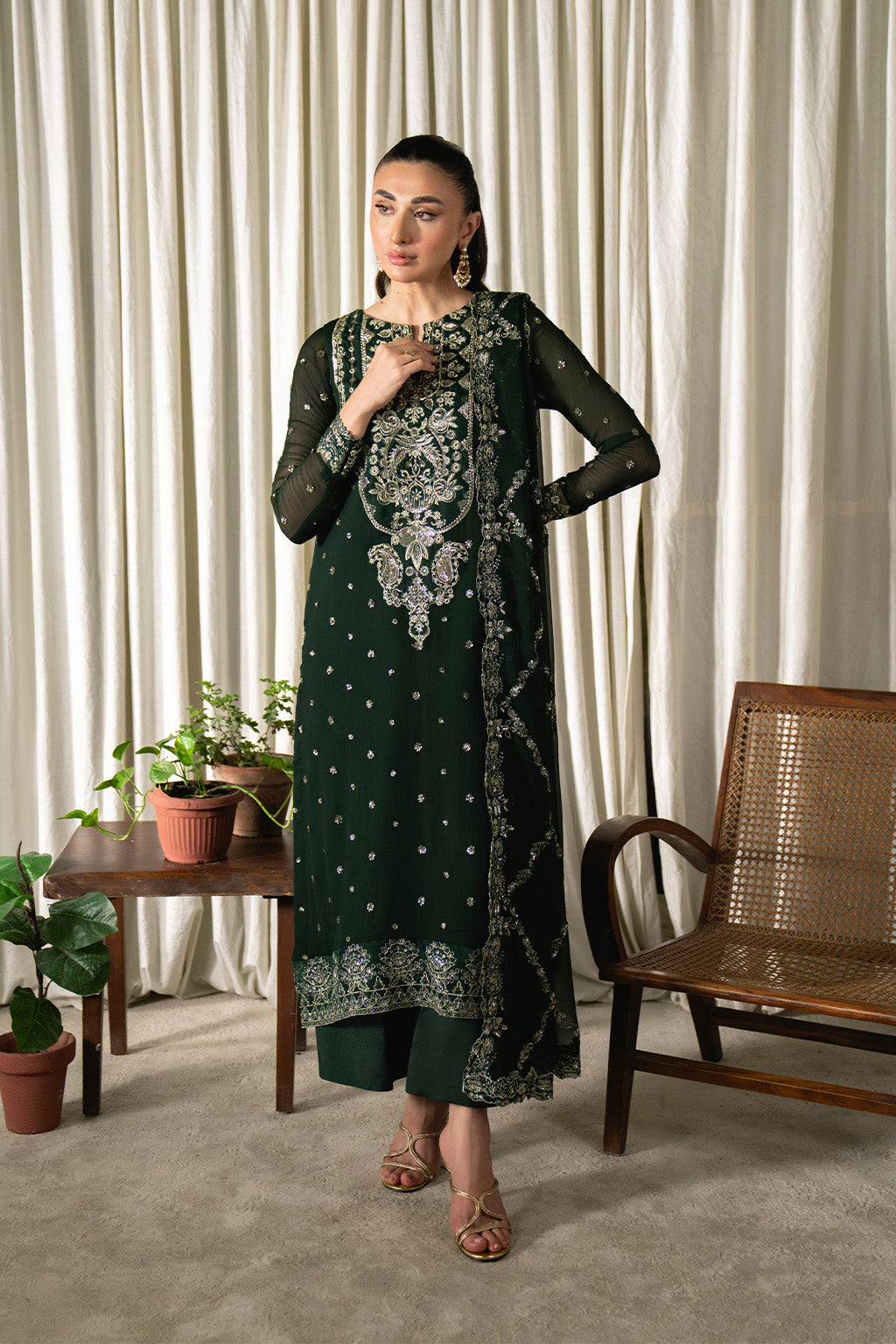 Neeshay | Ready to Wear Chiffon | RTW-CHFN-04 Green by Neeshay - Designer Dress  - Type : Ladies Clothes - Available at Libayah - 100% Original 