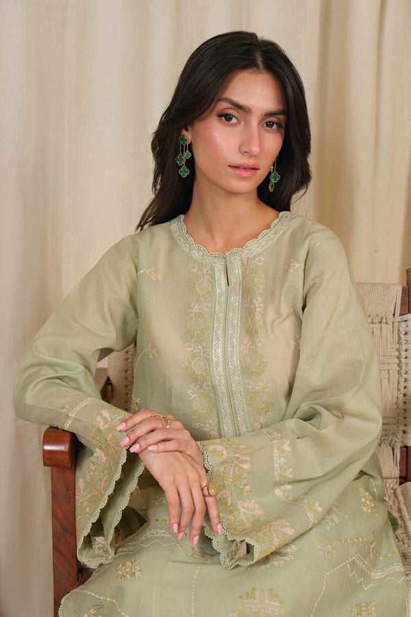 Noor by Saadia Asad | Noor Pret 25 | D4 - Muted Green by Noor by Saadia Asad - Designer Dress  - Type : Ladies Clothes - Available at Libayah - 100% Original 
