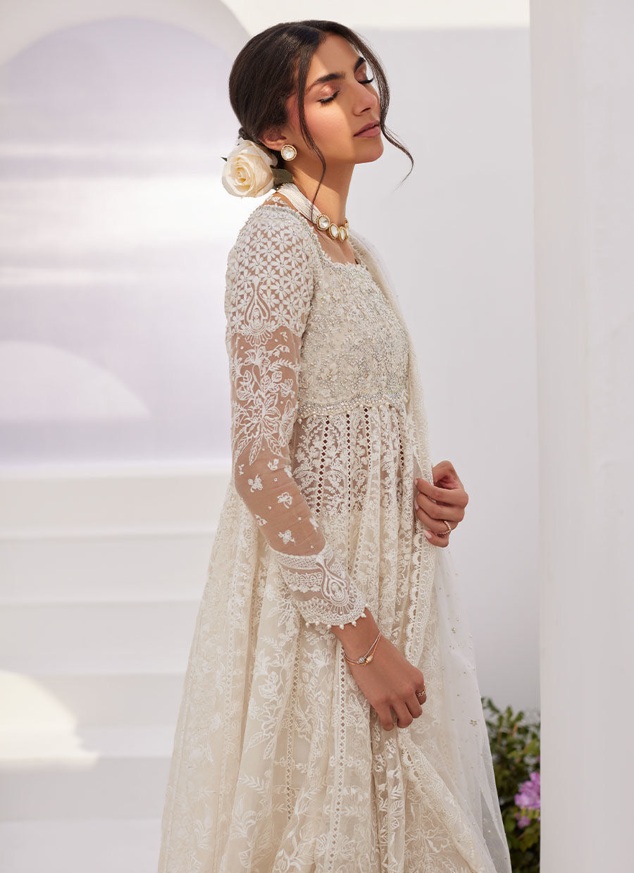 Farah Talib Aziz | Zaza Luxe Pret 24 | MAELLE IVORY EMBROIDERED AND EMBELLISHED KALIDAAR