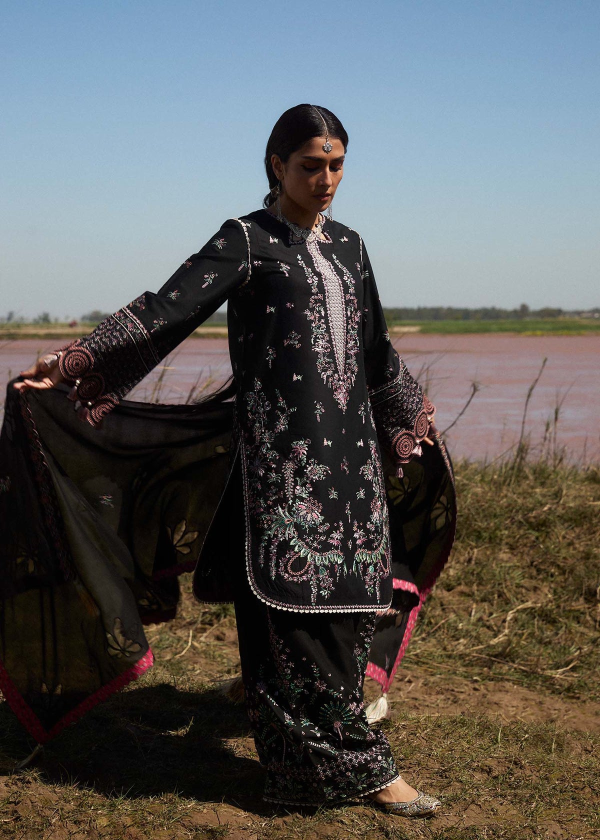 Hussain Rehar | Surkh Eid Pret'25 | Siyah by Hussain Rehar - Designer Dress  - Type : Ladies Clothes - Available at Libayah - 100% Original 