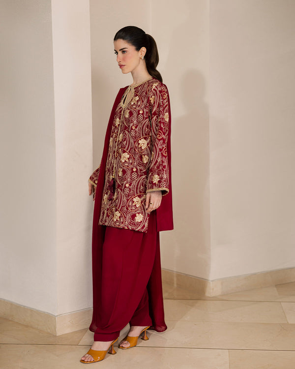 Sadaf Fawad Khan | Eva Luxury Pret 26 | Claret by Sadaf Fawad Khan - Designer Dress  - Type : Ladies Clothes - Available at Libayah - 100% Original 