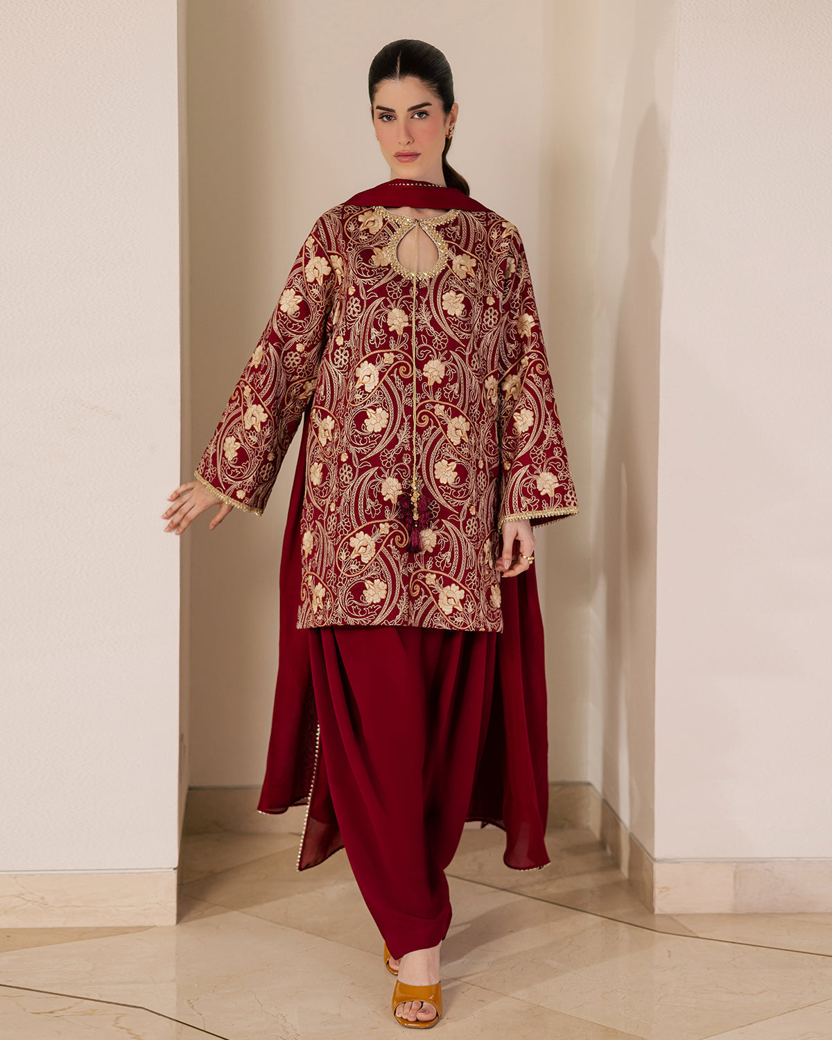 Sadaf Fawad Khan | Eva Luxury Pret 26 | Claret by Sadaf Fawad Khan - Designer Dress  - Type : Ladies Clothes - Available at Libayah - 100% Original 