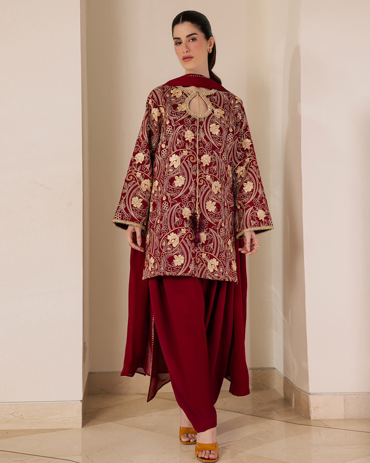 Sadaf Fawad Khan | Eva Luxury Pret 26 | Claret by Sadaf Fawad Khan - Designer Dress  - Type : Ladies Clothes - Available at Libayah - 100% Original 