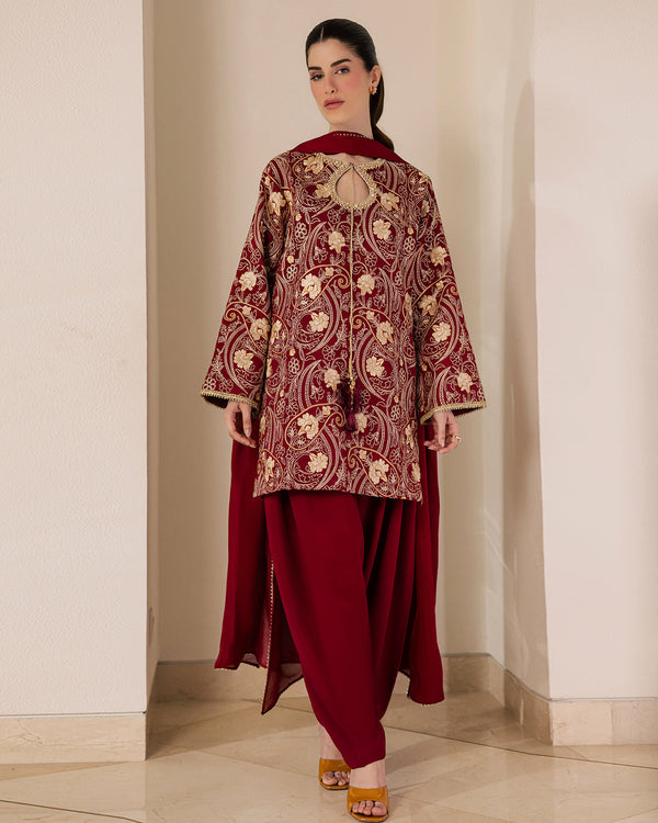 Sadaf Fawad Khan | Eva Luxury Pret 26 | Claret by Sadaf Fawad Khan - Designer Dress  - Type : Ladies Clothes - Available at Libayah - 100% Original 