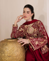 Sadaf Fawad Khan | Eva Luxury Pret 26 | Claret by Sadaf Fawad Khan - Designer Dress  - Type : Ladies Clothes - Available at Libayah - 100% Original 