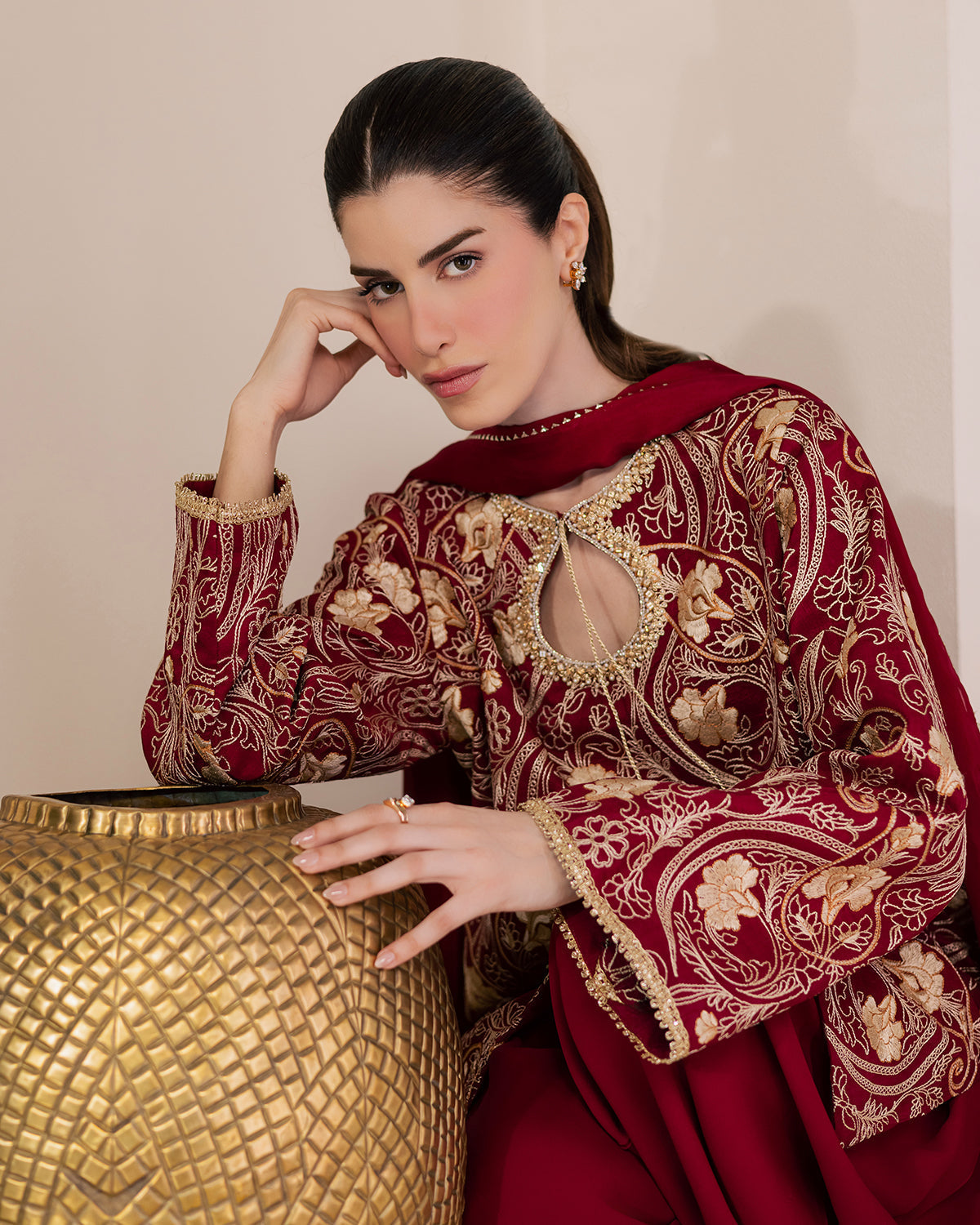 Sadaf Fawad Khan | Eva Luxury Pret 26 | Claret by Sadaf Fawad Khan - Designer Dress  - Type : Ladies Clothes - Available at Libayah - 100% Original 