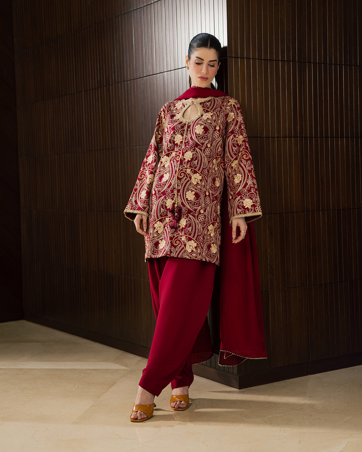 Sadaf Fawad Khan | Eva Luxury Pret 26 | Claret by Sadaf Fawad Khan - Designer Dress  - Type : Ladies Clothes - Available at Libayah - 100% Original 