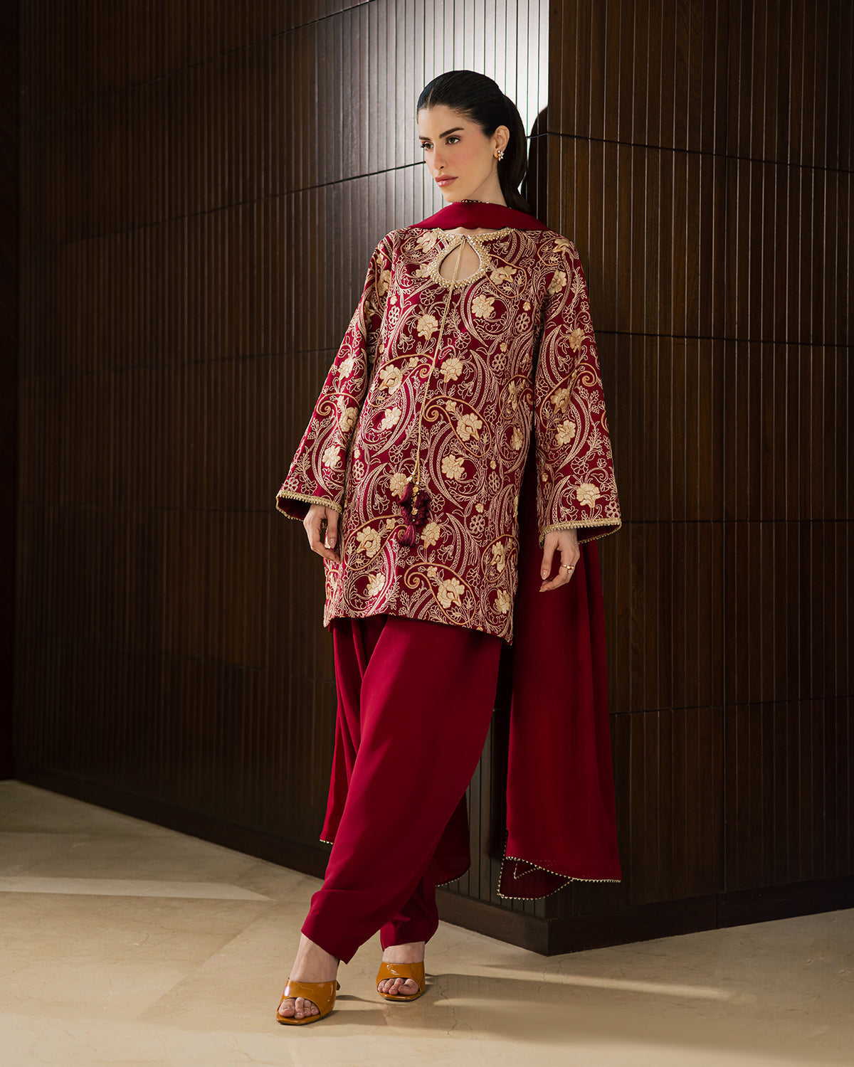 Sadaf Fawad Khan | Eva Luxury Pret 26 | Claret by Sadaf Fawad Khan - Designer Dress  - Type : Ladies Clothes - Available at Libayah - 100% Original 