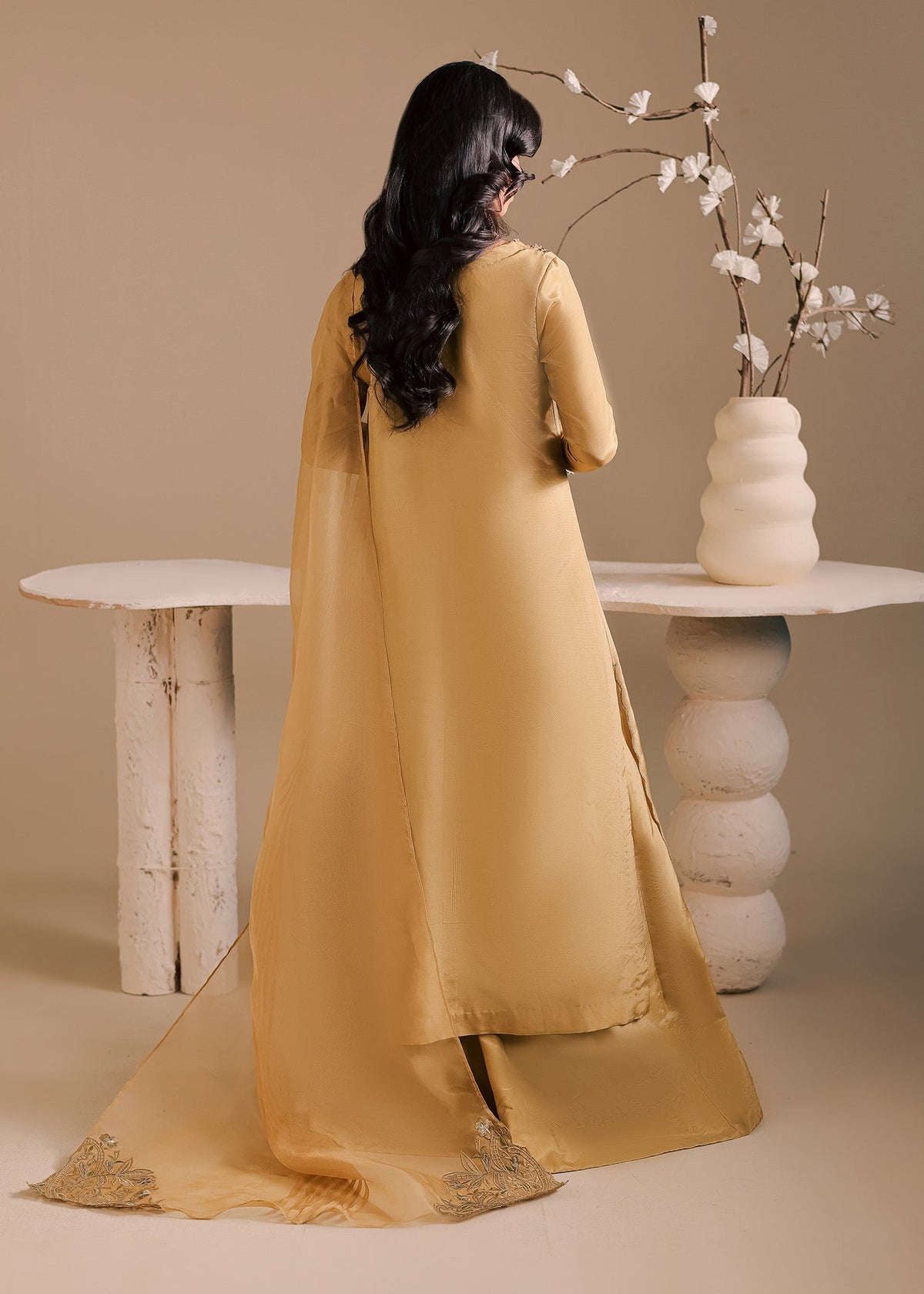 Maria Osama Khan | Noir Bliss Luxury Formals | Golden Ember by Maria Osama Khan - Designer Dress  - Type : Ladies Clothes - Available at Libayah - 100% Original 