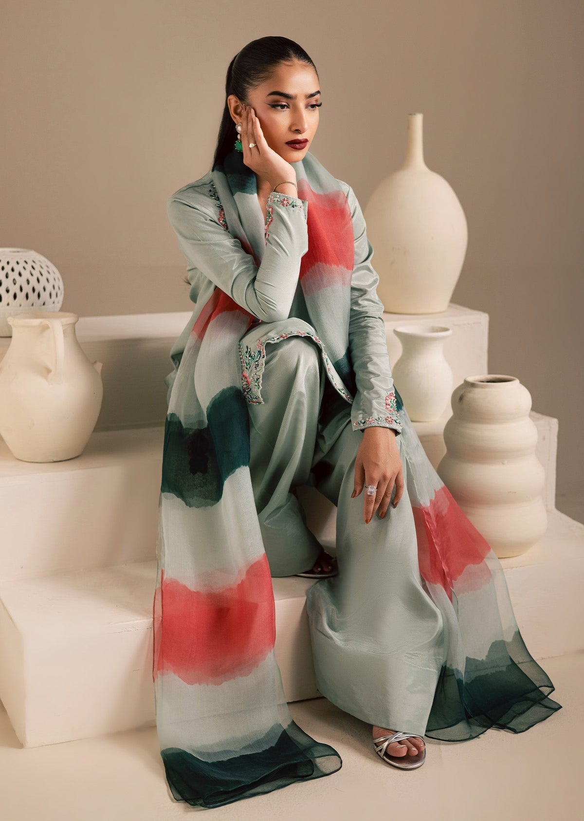Maria Osama Khan | Noir Bliss Luxury Formals | Ash Mist by Maria Osama Khan - Designer Dress  - Type : Ladies Clothes - Available at Libayah - 100% Original 