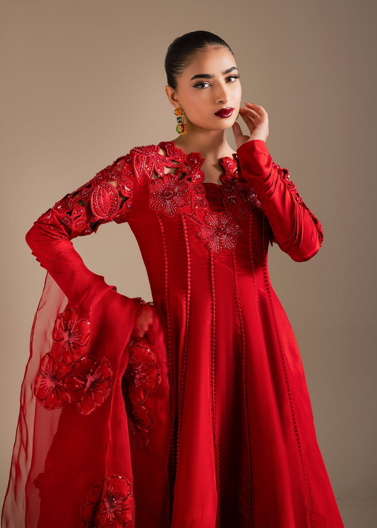Maria Osama Khan | Noir Bliss Luxury Formals | Scarlet Mirage by Maria Osama Khan - Designer Dress  - Type : Ladies Clothes - Available at Libayah - 100% Original 