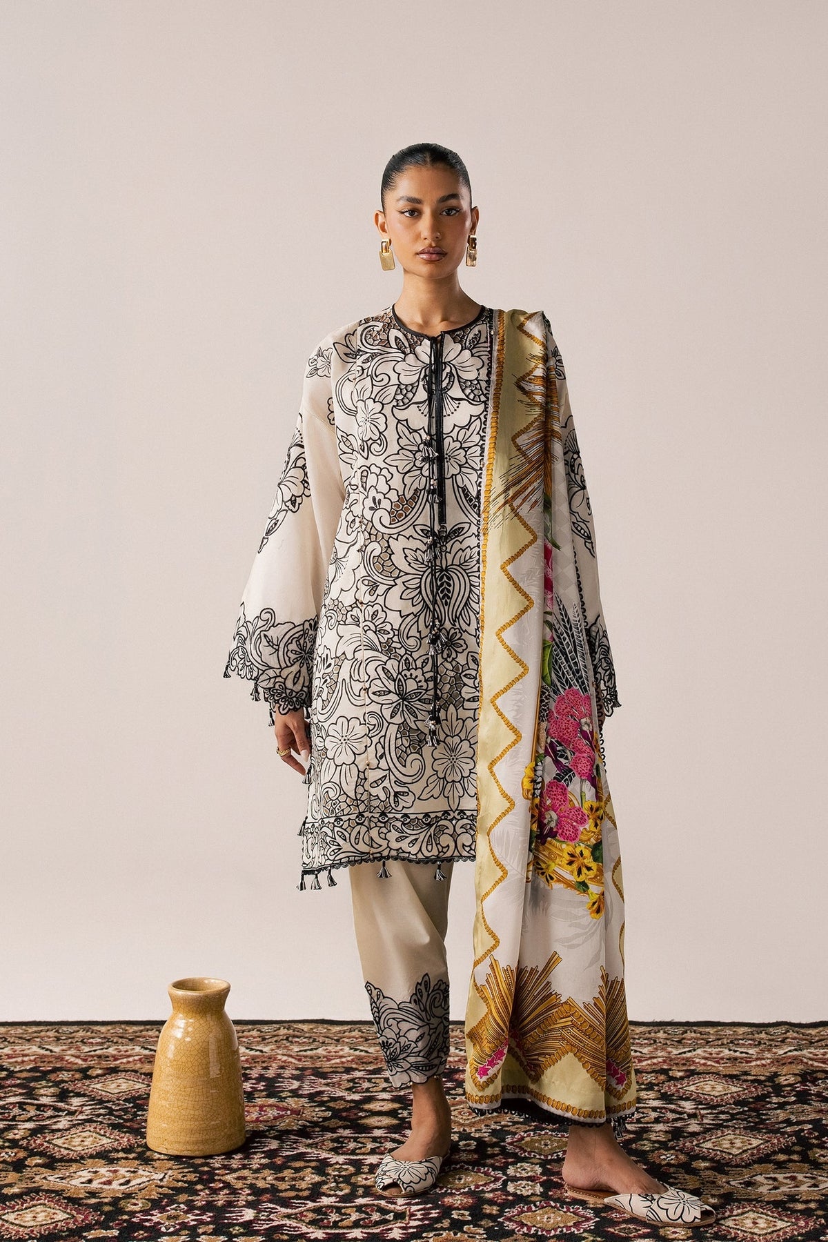 Elan | Stitched Pret 26 | ZEVARE (EL26-07 B ST) by Elan - Designer Dress  - Type : Ladies Clothes - Available at Libayah - 100% Original 