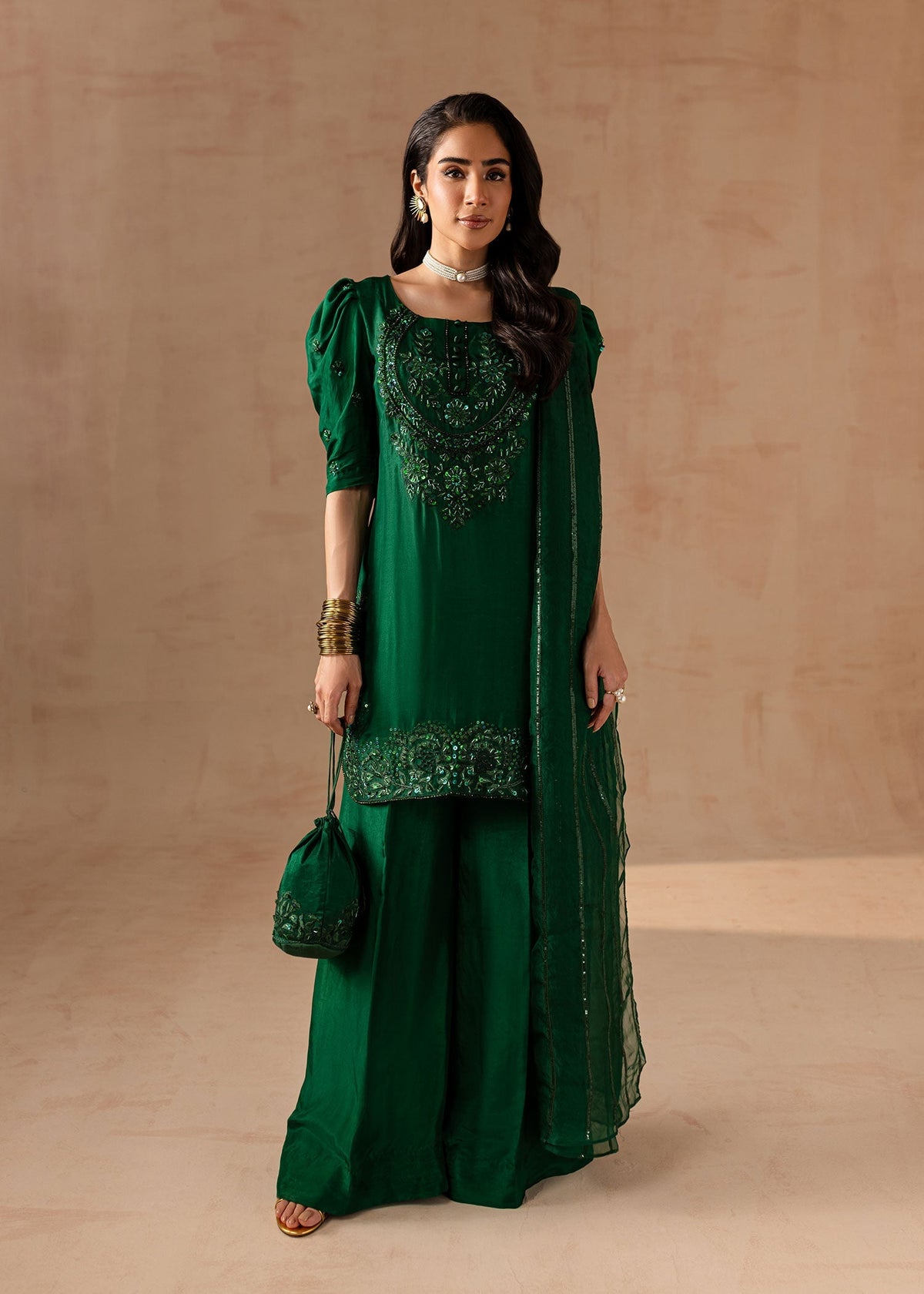 Maria Osama Khan | Noir Bliss Luxury Formals | Emerald Green by Maria Osama Khan - Designer Dress - Type: Ladies Clothes - Available at Libayah - 100% Original