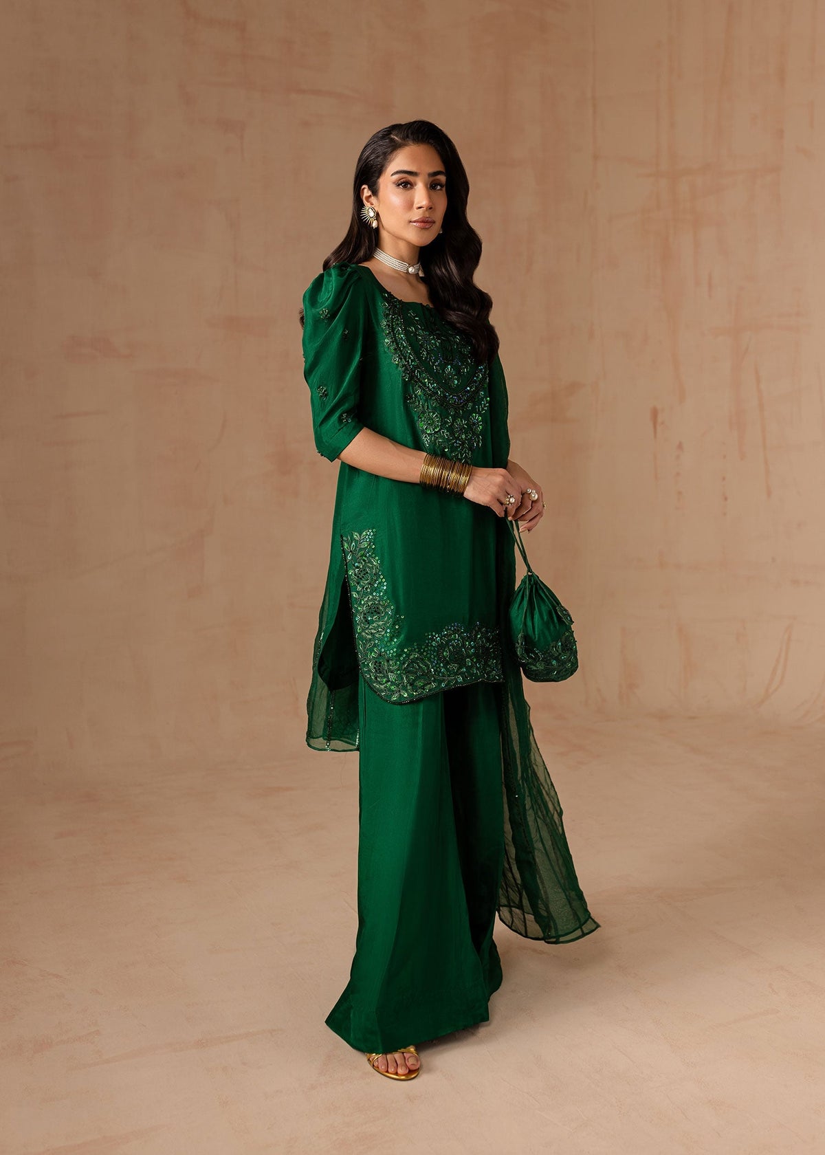 Maria Osama Khan | Noir Bliss Luxury Formals | Emerald Green by Maria Osama Khan - Designer Dress - Type: Ladies Clothes - Available at Libayah - 100% Original
