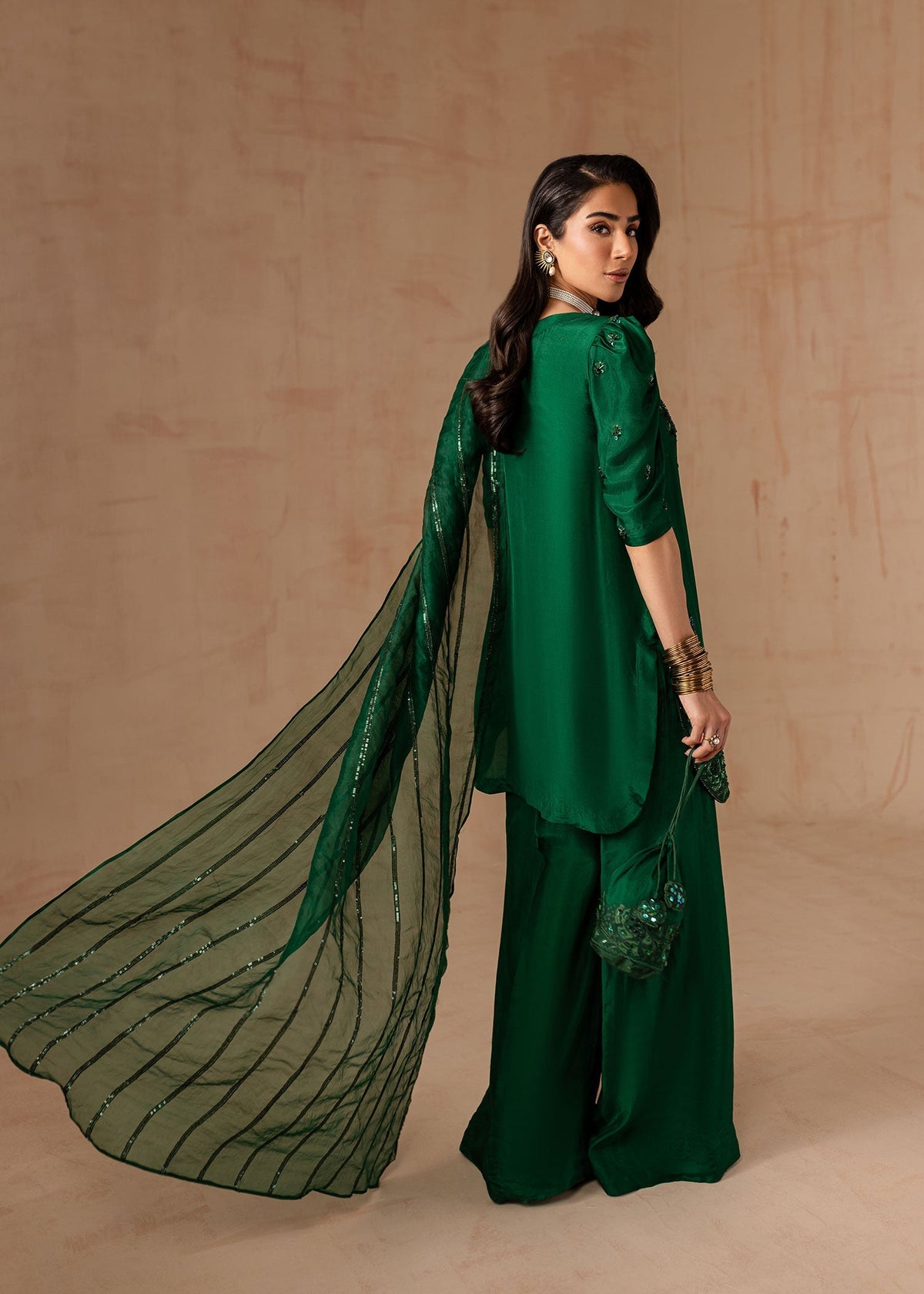 Maria Osama Khan | Noir Bliss Luxury Formals | Emerald Green by Maria Osama Khan - Designer Dress - Type: Ladies Clothes - Available at Libayah - 100% Original