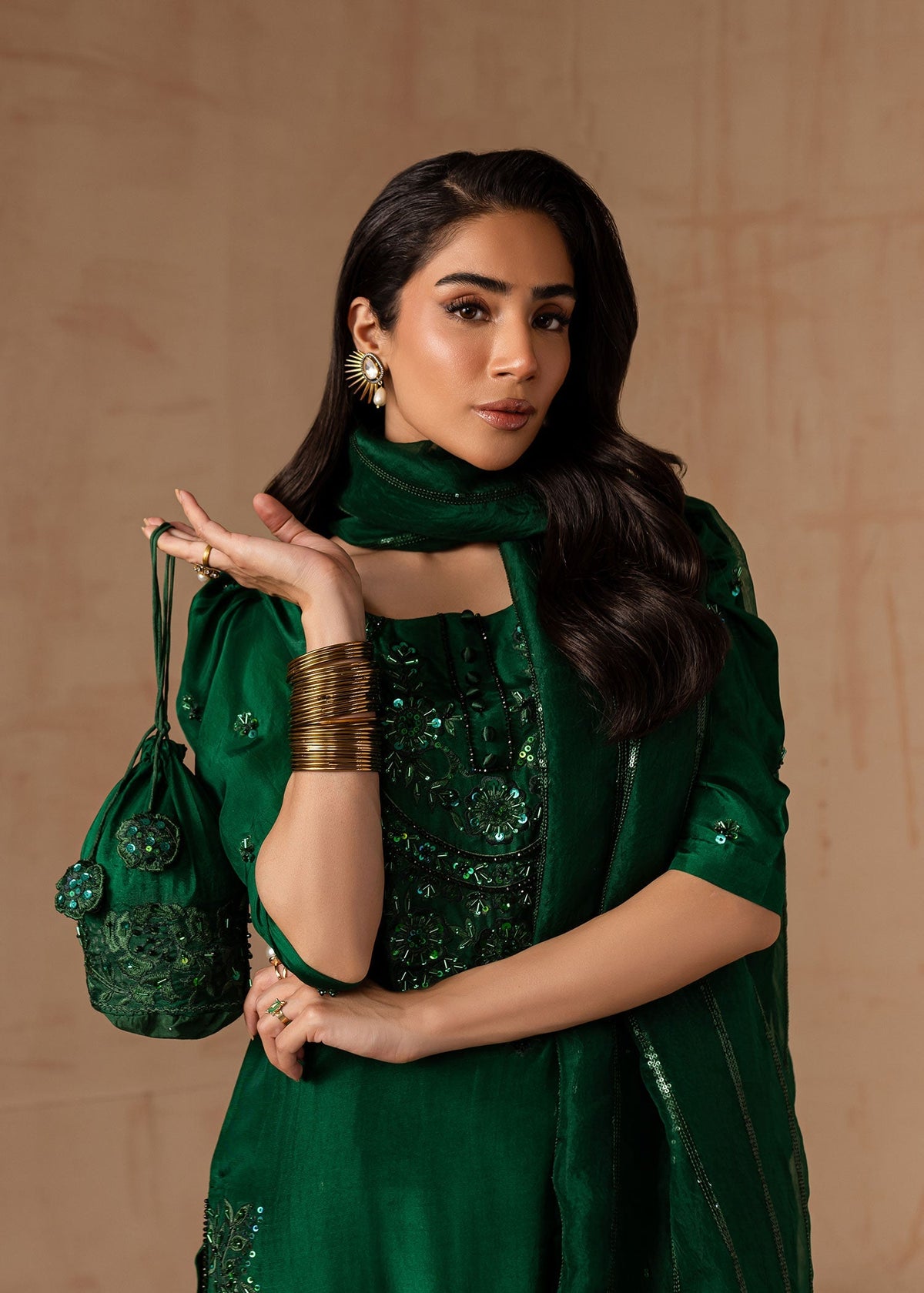Maria Osama Khan | Noir Bliss Luxury Formals | Emerald Green by Maria Osama Khan - Designer Dress - Type: Ladies Clothes - Available at Libayah - 100% Original