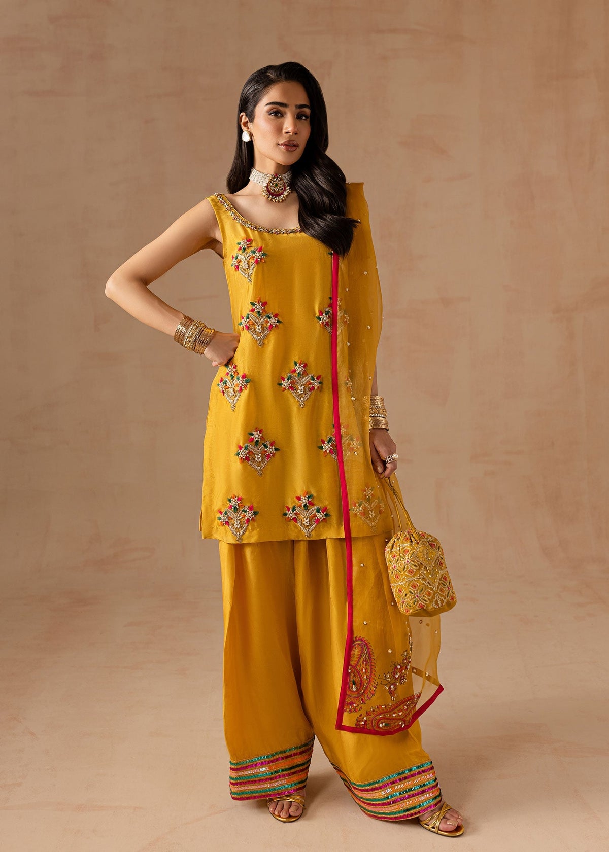 Maria Osama Khan | Noir Bliss Luxury Formals | Marigold Muse by Maria Osama Khan - Designer Dress - Type: Ladies Clothes - Available at Libayah - 100% Original